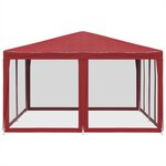 vidaXL Tente de fête avec 8 parois latérales en maille rouge 4x4m PEHD