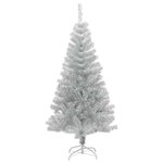 vidaXL Sapin de Noël artificiel avec support argenté 150 cm PET