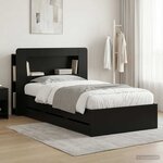 vidaXL Cadre de lit avec rangement Noir 75 x 190 cm Bois d'ingénierie