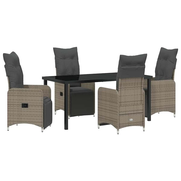 vidaXL Ensemble de salle à manger pour jardin 5 Pièces Gris Poly rotin