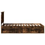 vidaXL Cadre de lit avec tête de lit Chêne fumé 90 x 190 cm Pin massif