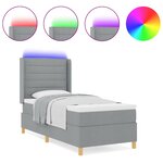 vidaXL Lit à ressorts avec matelas Gris clair 80 x 200 cm tissu
