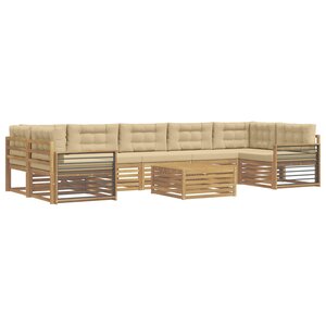 vidaXL Ensemble de canapés d'extérieur 8 Pièces Blanc et Beige