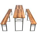 Tectake Table de jardin pliante 219 x 50,5 x 77,5 cm avec bancs