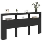 vidaXL Armoire tête de lit avec LED noir 200x17x102 cm