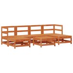 vidaXL Ensemble de salon de jardin 7 Pièces Brun cire Bois de pin massif