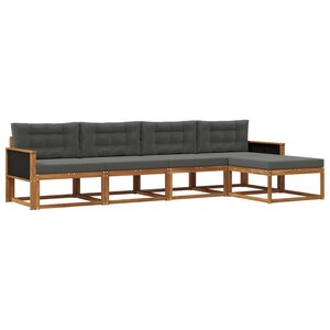 vidaXL Ensemble de canapés d'extérieur 5 Pièces Naturel et Anthracite