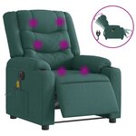 vidaXL Fauteuil de massage inclinable électrique Vert foncé Tissu