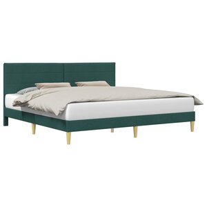 vidaXL Cadre de lit avec tête de lit Vert foncé 180 x 200 cm Tissu
