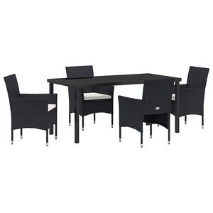 vidaXL Ensemble de salle à manger pour jardin 5 Pièces Noir polyrotin