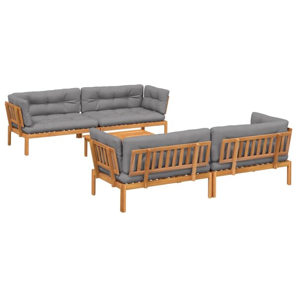 vidaXL Salon palette de jardin avec coussins 5Pièces bois d'acacia massif