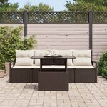 vidaXL Ensemble de canapé de jardin 5 Pièces Marron polyrotin