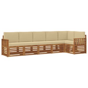 vidaXL Ensemble de canapés d'extérieur 6 pc Naturel et Beige Polyester