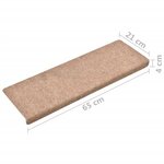 Vidaxl tapis de marches d'escalier 10 pièces marron 65x25 cm aiguilleté