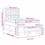 vidaXL Lit à Ressorts avec Matelas & Banquette Noir 120x200 cm Tissu