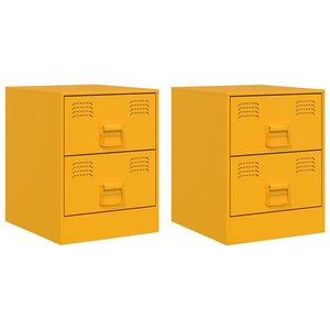 vidaXL Tables de chevet 2 Pièces jaune 34 5x39x44 cm acier