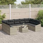 vidaXL Ensemble de canapé de jardin 9 Pièces Gris clair polyrotin