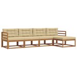 vidaXL Ensemble de canapés d'extérieur 5 pc Naturel et Beige