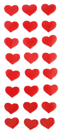 Sticker satin coeur rouge 1 8 x 1 5 cm x 24 pièces