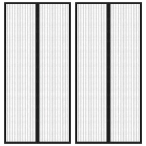 vidaXL Rideaux de porte anti-insectes 2 Pièces et aimants noir 220x110 cm