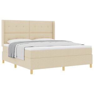 vidaXL Lit à ressorts avec matelas Crème 180 x 200 cm tissu