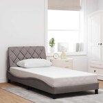vidaXL Cadre de lit avec LED sans matelas taupe 100x200 cm tissu