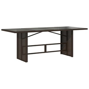 vidaXL Table de jardin avec dessus en verre marron résine tressée