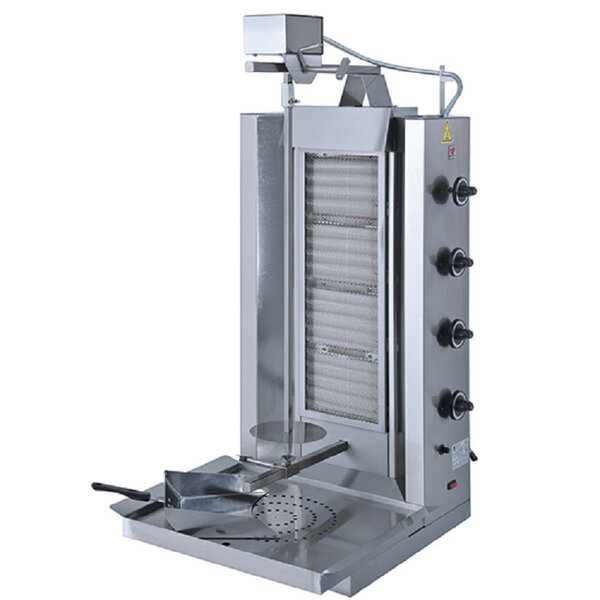 Döner kebab à gaz - 4 zones de chauffe - 75 kg - virtus -  - acier inoxydable 470x500xmm