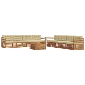 vidaXL Ensemble de canapés d'extérieur 9 pc Naturel et Beige