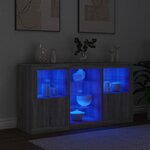 vidaXL Buffet avec lumières LED sonoma gris 123x37x67 cm