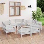vidaXL Salon de jardin 8 Pièces Blanc Bois de pin massif