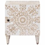 vidaXL Cabinet de chevet Blanc 40 x 33 5 x 46 cm Bois de mangue massif