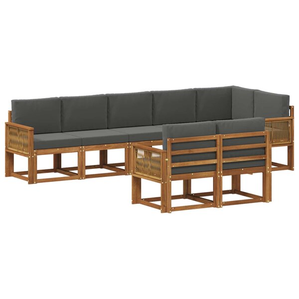 vidaXL Ensemble de canapés d'extérieur 8 pc Naturel et Anthracite