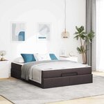 vidaXL Cadre de lit avec stockage Marron foncé 160 x 200 cm tissu