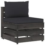 Vidaxl salon de jardin 7 pièces avec coussins bois imprégné de gris