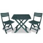 vidaXL Ensemble de bistro pliable 3 Pièces Plastique Vert