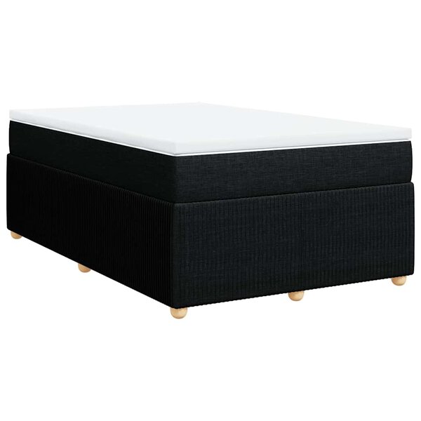 vidaXL Sommier à lattes de lit avec matelas Noir 120x200 cm Tissu