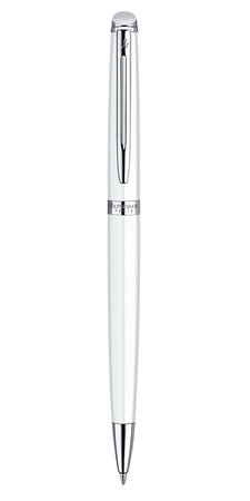WATERMAN Hemisphere stylo bille, blanc brillant, attributs palladium, recharge bleue pointe moyenne, écrin