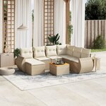 vidaXL Salon de jardin avec coussins 8 Pièces beige résine tressée