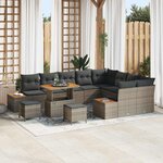 vidaXL Ensemble de canapé de jardin 12 Pièces Gris Poly rotin