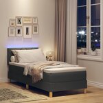 vidaXL Lit à ressort LED avec matelas Gris foncé 80 x 200 cm tissu