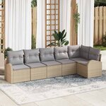 vidaXL Ensemble de canapé de jardin 6 Pièces Beige  gris clair Poly rotin