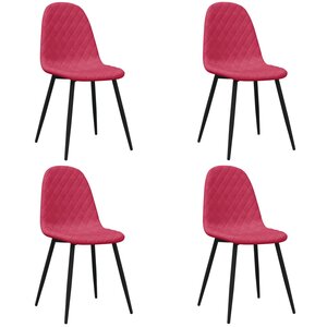 vidaXL Chaises à manger lot de 4 Rouge bordeaux Velours