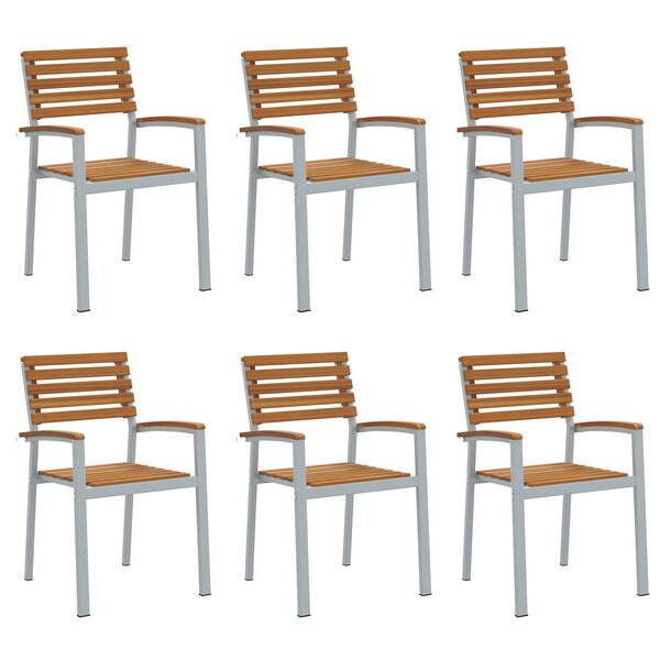 vidaXL Chaises de jardin empilables 6 Pièces en bois solide d'acacia et métal