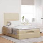vidaXL Cadre de lit ottoman avec matelas crème 120x200cm tissu