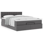 VidaXL Cadre de lit ottoman avec matelas gris 140x190 cm similicuir