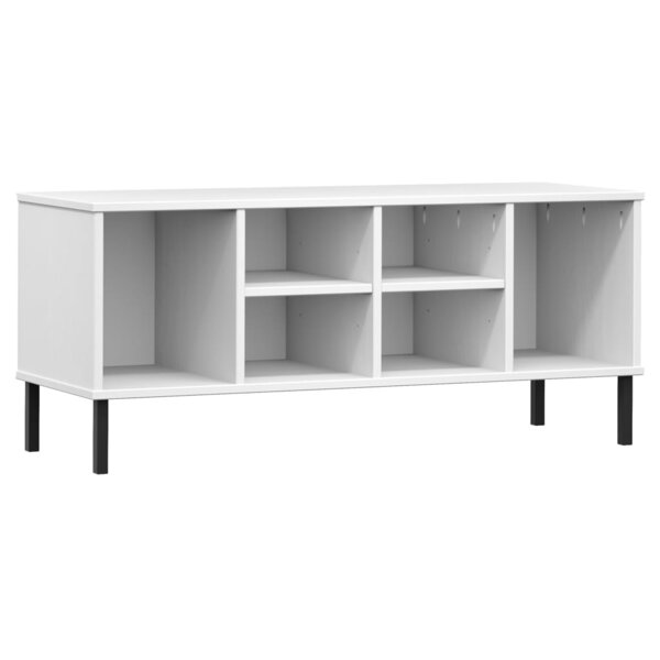 vidaXL Étagère à chaussures pieds en métal Blanc 106x35x45cm Bois OSLO