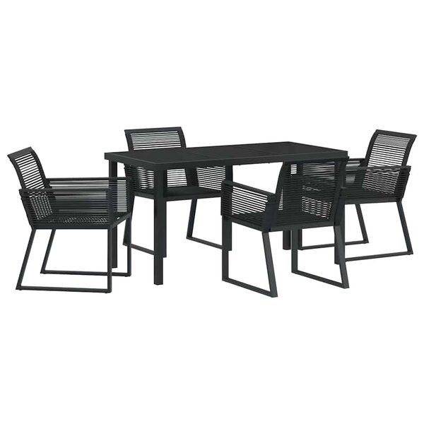 vidaXL Ensemble de salle à manger pour jardin 5 Pièces Noir Poly rotin