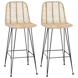 vidaXL Chaise de bar 2 pc Naturel 44 x 53 x 111 cm Rotin et métal