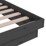 vidaXL Cadre de lit Gris Bois massif 135x190 cm Double